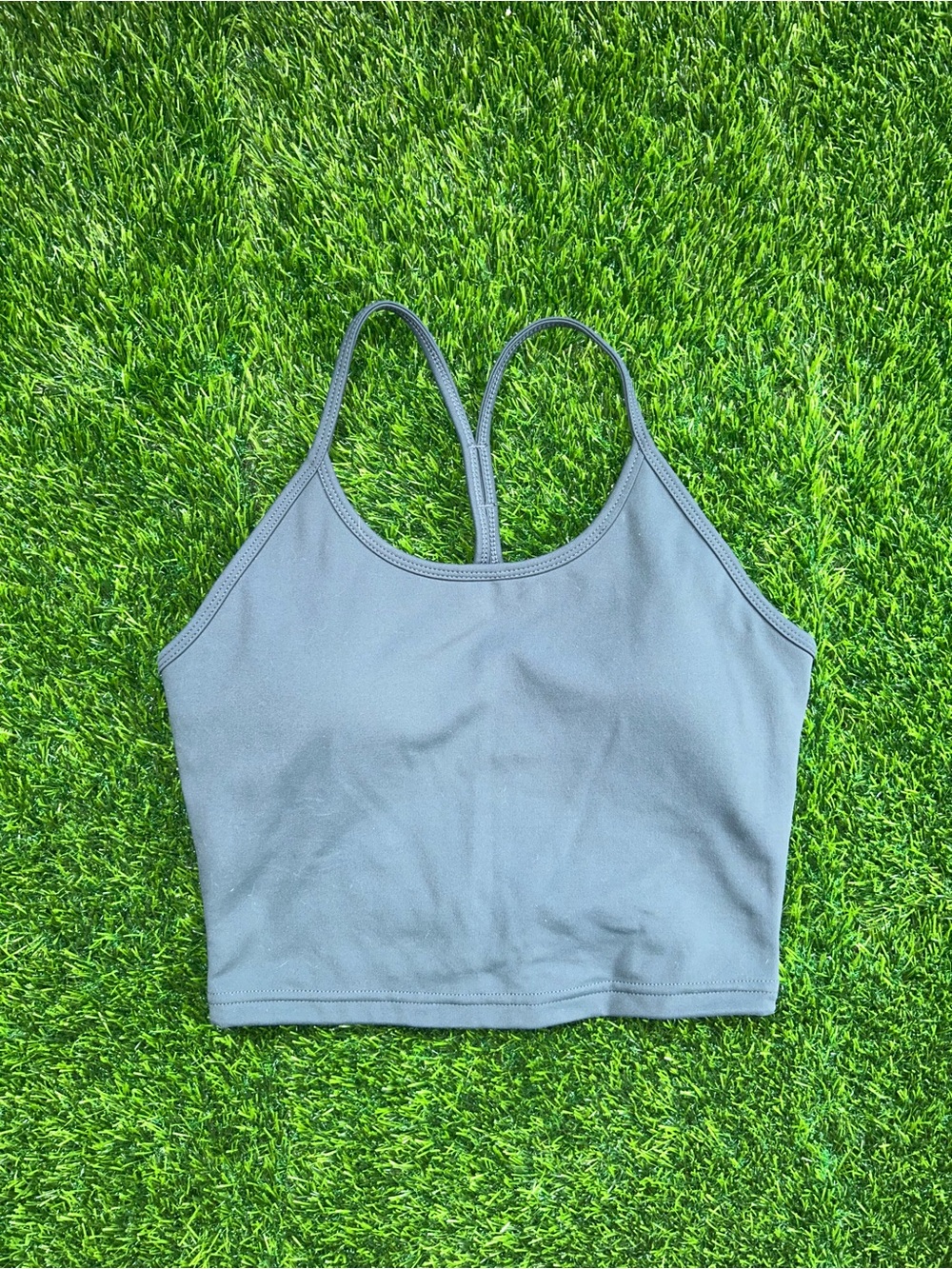 Seamless Gray Racerback Cropped Sports Bra
